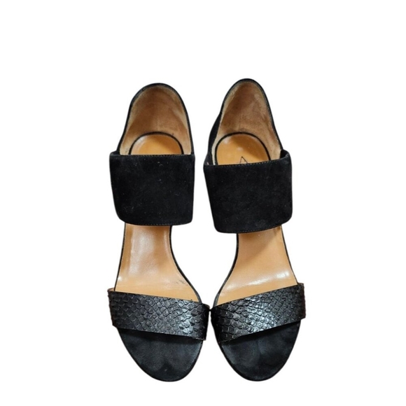 Aquatalia Suzanne Sneak print and Suede Black open toe shoes Size 6.5 - Picture 3 of 15